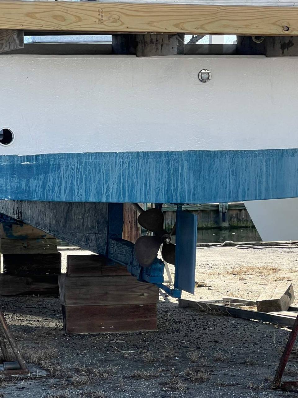 Marine welding repair on a crab boat rudder in Delaware